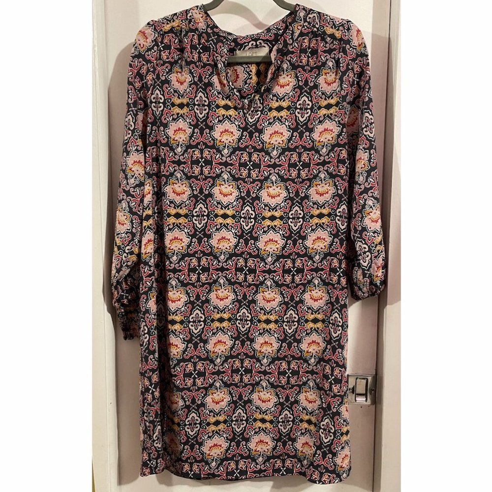 Loft Floral Paisley Long Sleeve Dress Size M